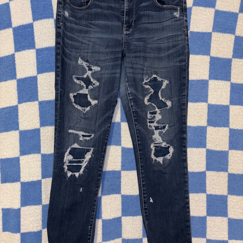 Distressed Blue Jeans